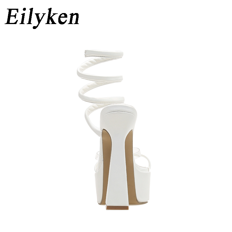 Eilyken New Summer Open Toe Square High Heels Sandals Women Solid Platform Ankle Strappy Nightclub Banquet New Female Shoes 8fb7