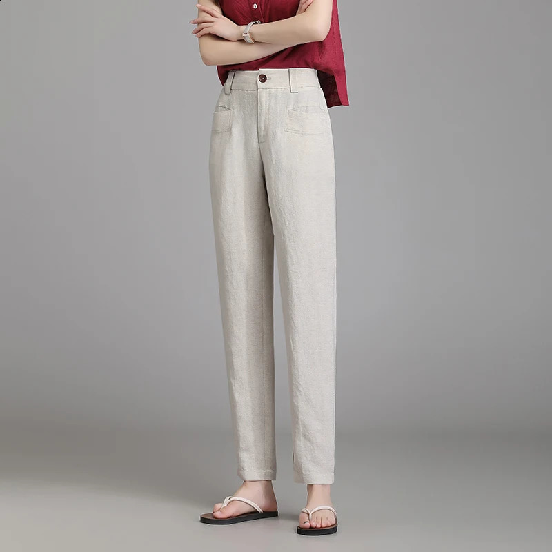 Korean version linen harem pants for women in spring and summer thin middleaged elderly cotton hemp 240913