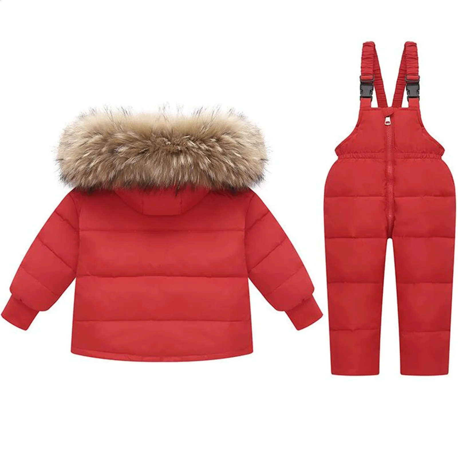 2024 Winter Warm borns Clothes Set Boys Girl Ski Overall Baby Snow Jumpsuit Solid Color Children Down Jacket And Pants 240904