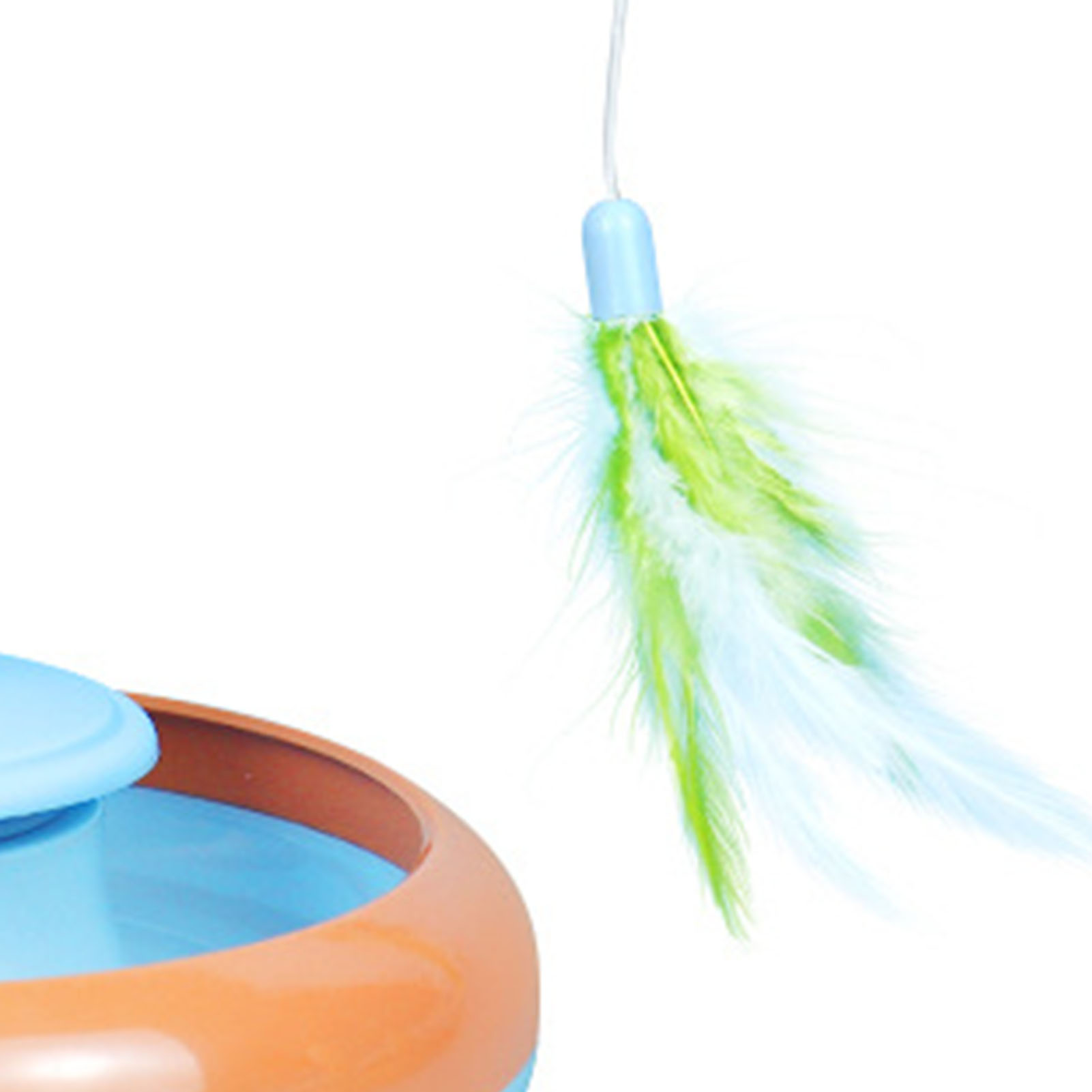 Cat Feather Toy Automatic 360 Degrees Rotating Bell Ball Stable Base Standing Cat Teaser For Family Indoor