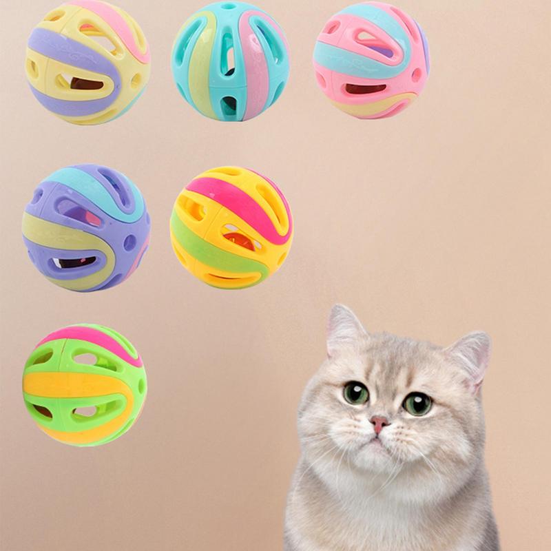 Cat Toy With Bell Cat Pounce Jinggle Ball Hollow Cat Jingle Balls Interactive Cat Toys Kitten Chasing Toys For Kitten Cats