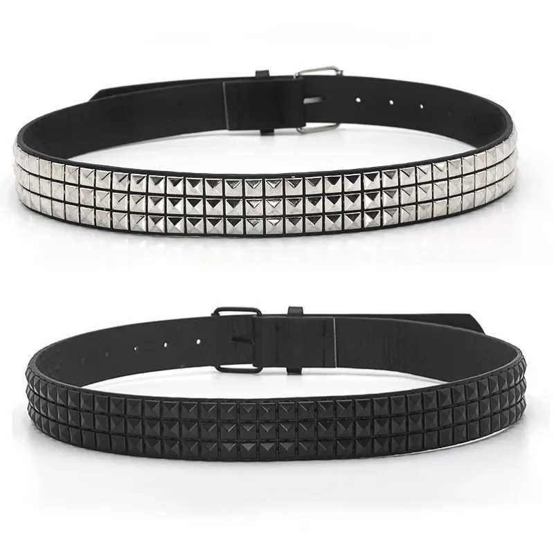 Fashion Rivet Belt Men Womens Studded Belt Punk Rock With Pin Buckle Drop Shipping BlackX240914