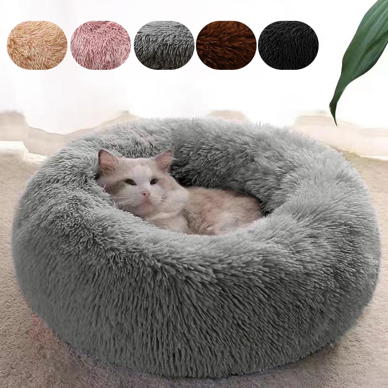Soft Pet Bed for Small Dog Cat Plush Nest Cushion Donut Pet Mat Indoor Anti Slip Basket Sofa Dog Sleeping Kennel Pet Supplies