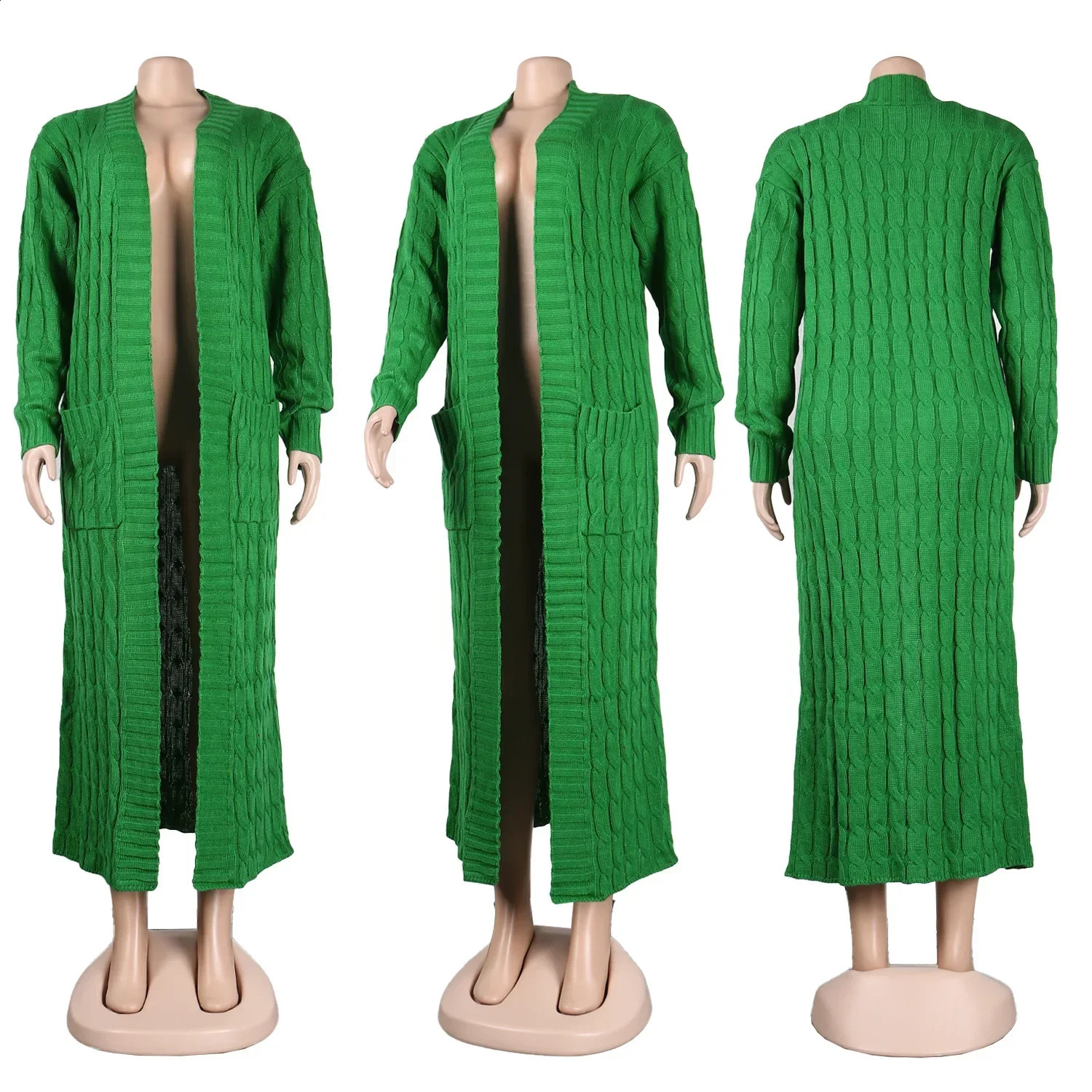 ANJAMANOR Cable Knitted Maxi Cardigan Winter Long Sweaters for Women Fashion Knitwears Coats Outerwear Drop D35FE70 240904