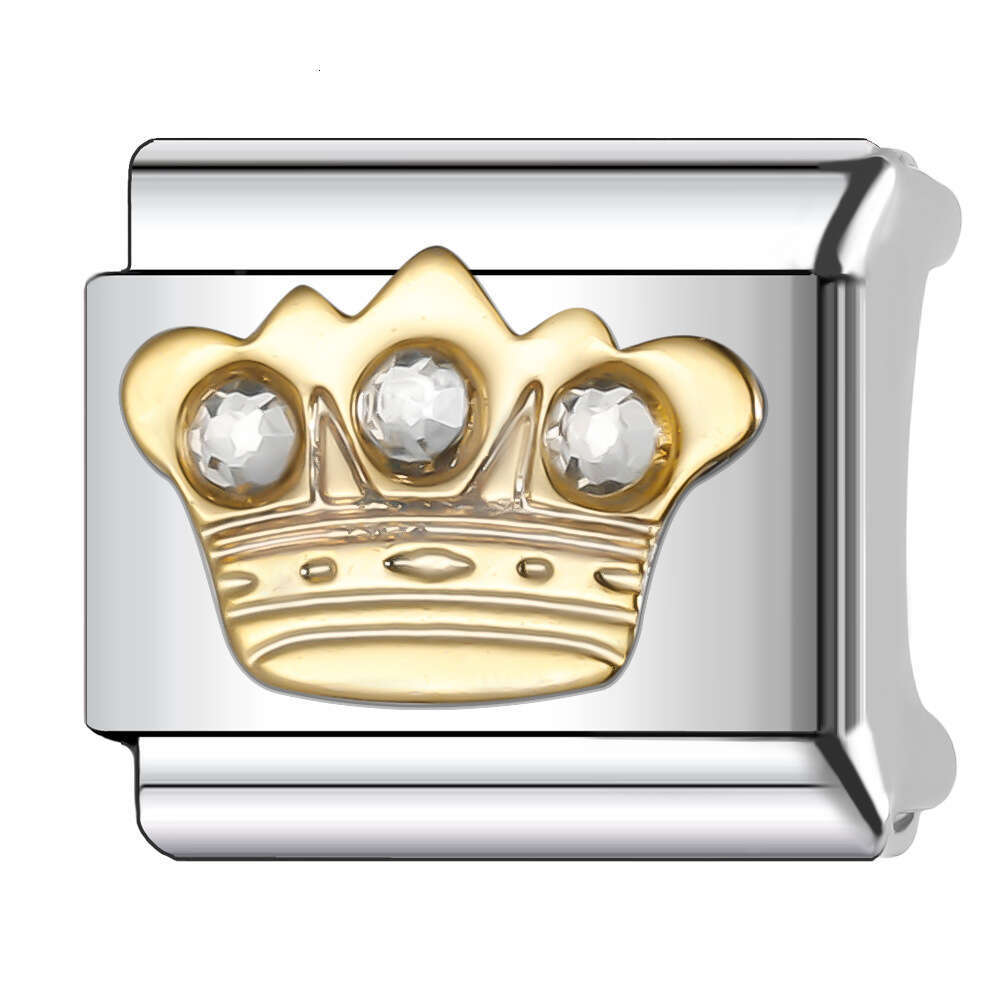 New Women's Gift Earth Angel crown Bead Italian Charms Links Bangle Beads Fit 9mm Stainless Steel Bracelet Making DIY For Women Fashion Jewelry