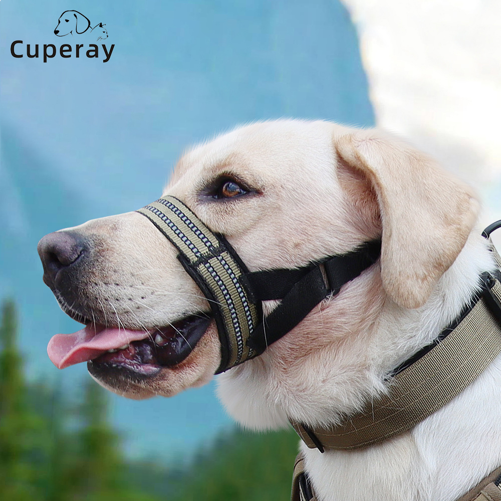 Nylon Soft Padded Dog Muzzle Adjustable Reflective Neoprene Comfort Bitting Chewing Pet Muzzles for Small Medium Large Dog Puppy