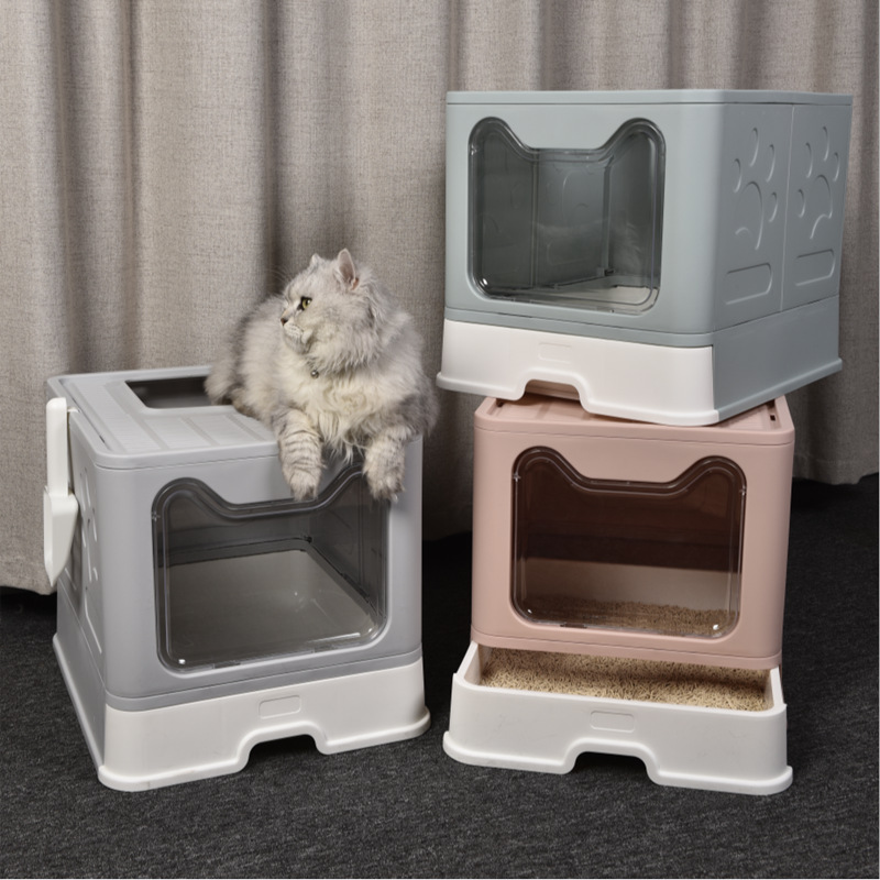 Lettiera Gatto Cat Litter Box High Quality Enclosed Foldable Cat Litter Box with Scooper