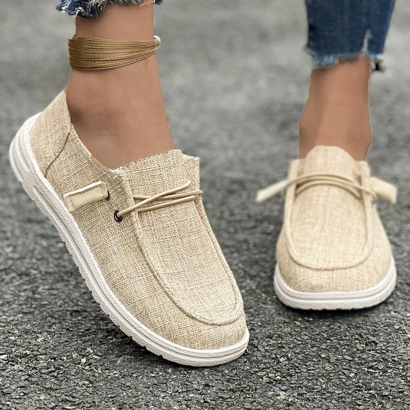 New Casual Chunky Platform Cloth Shoes for Women 2024 Spring Low Top Flat-Heeled Shoes Woman Plus Size 43 Orange Cheap Sneakers