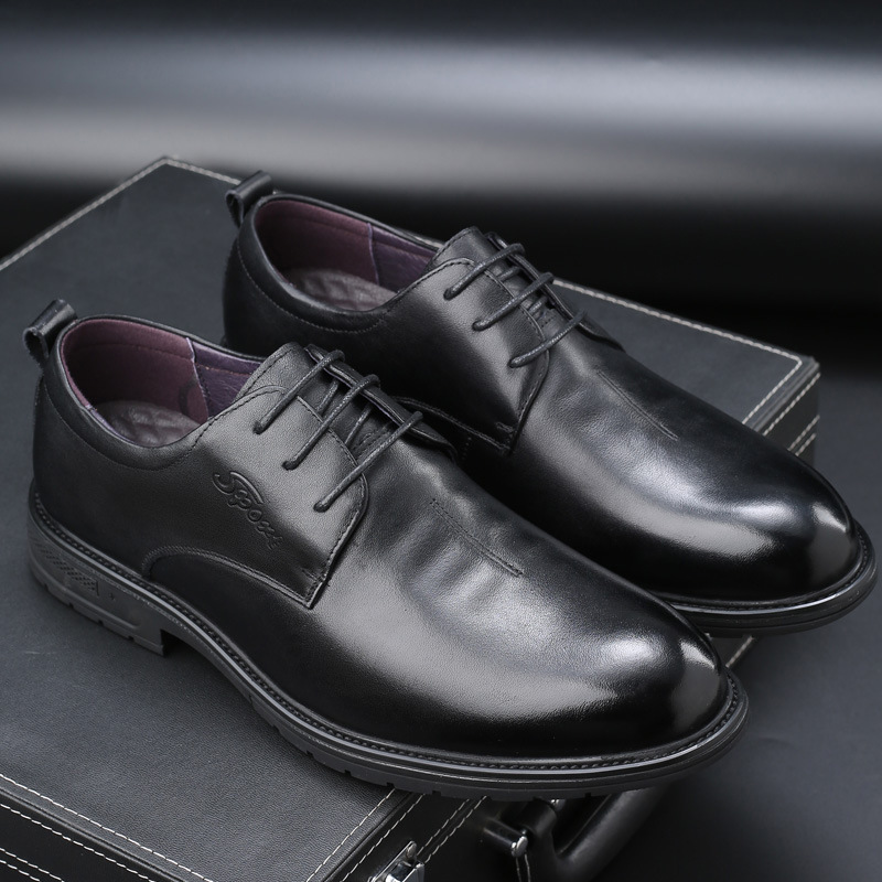 New Cowhide Men's Business Leather Shoes Formal Genuine Leather Mens Shoes Casual Breathable Wear-resistant Soft Shoes Snakes