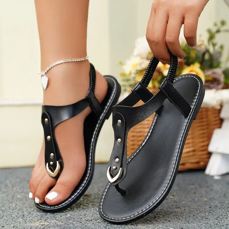 Summer New Sandals Flat Casual Shoes Retro Flip Flop Comfort Road Toe Peep Toe Beach Sandals Roman Shoe Zapatillas Mujer