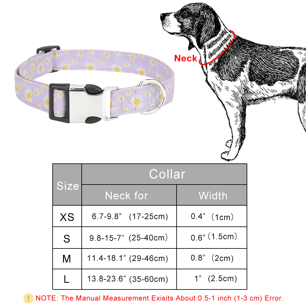 Flower Pattern Dogs Collar,adjustable Girl Dog Collar with Metal Buckle ,multiple Colour Pets Collar for Small Medium Large Dogs