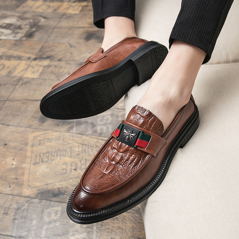 Leather Crocodile Brand Men Casual Office Designer Brown Black Formal Loafers Men's Moccasins Italian Wedding Dress Shoes a6db 's