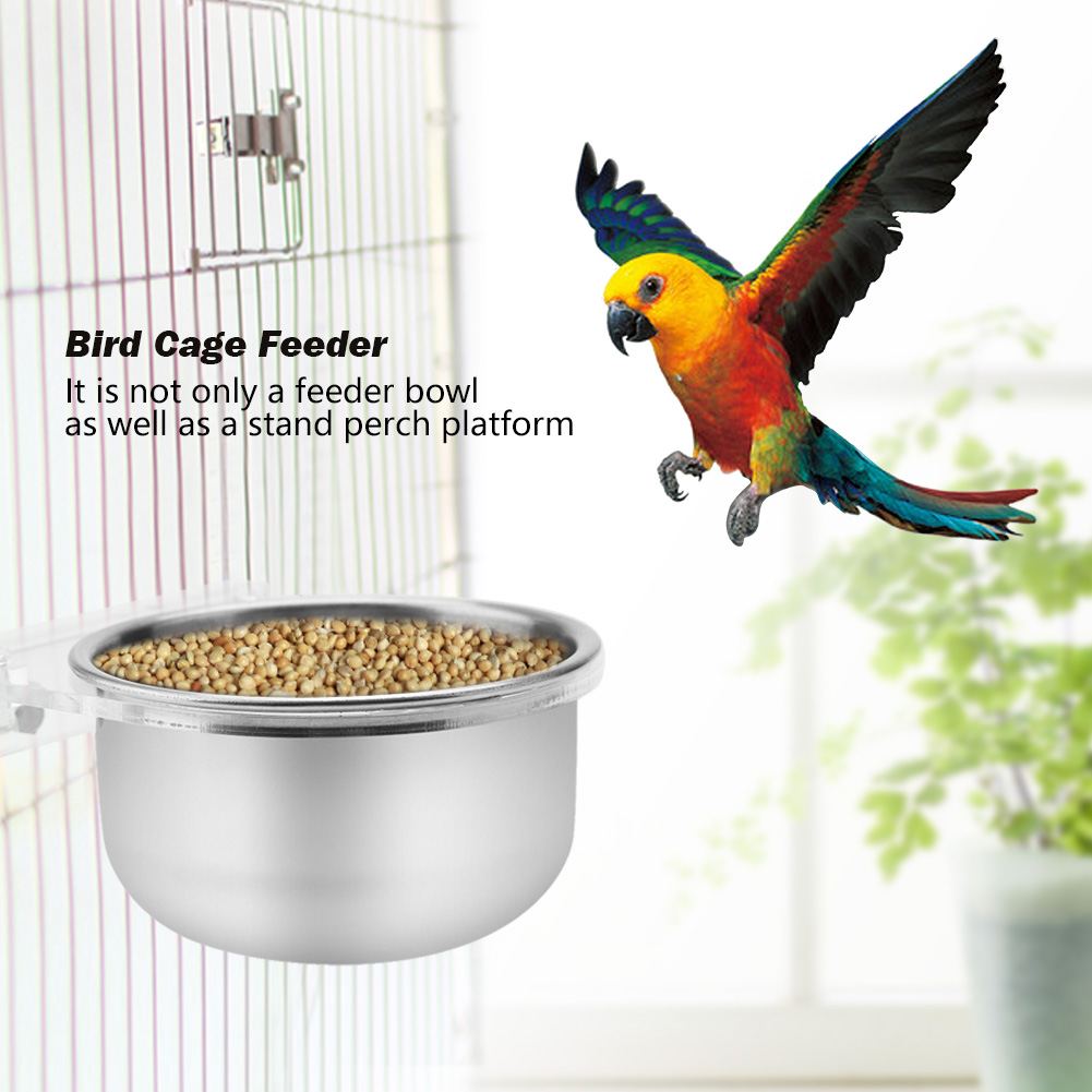 Bird Cage Food Water Feeder Bowl Rack Parrot Parakeet Cage Accessories