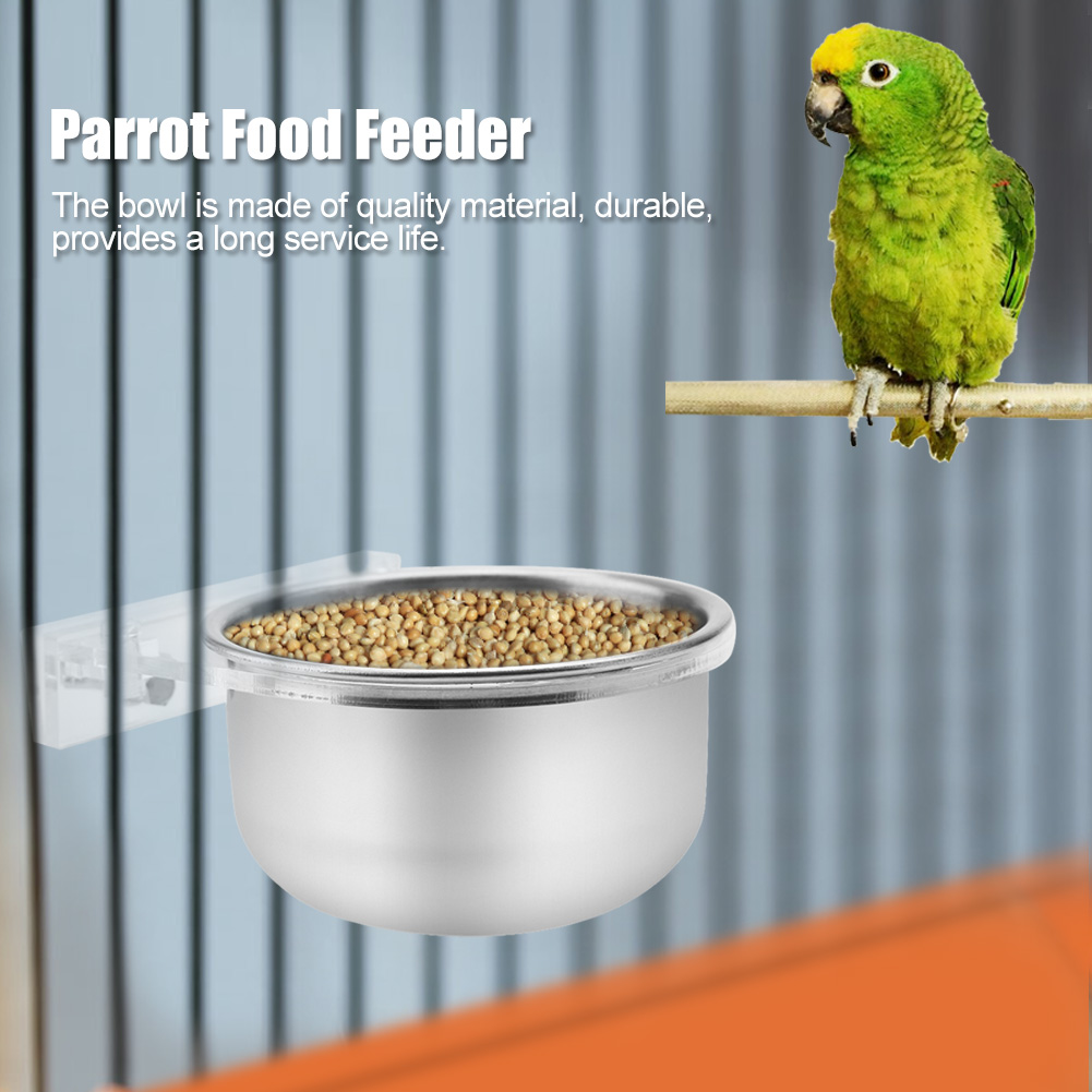 Bird Cage Food Water Feeder Bowl Rack Parrot Parakeet Cage Accessories