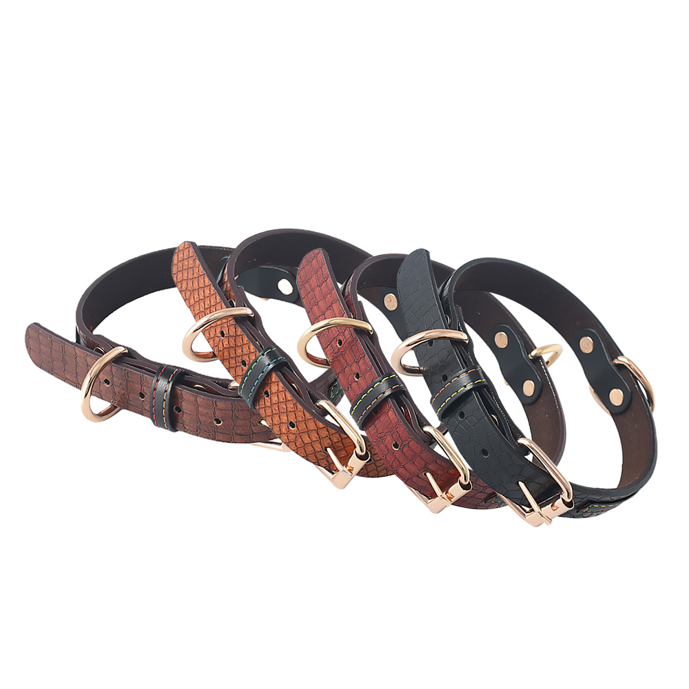 Leather Pet Collar with Alloy Metal Buckle, New Adjustable PU Dog Collar Strong Wear-resistant, for Dog Outdoor Walking Training