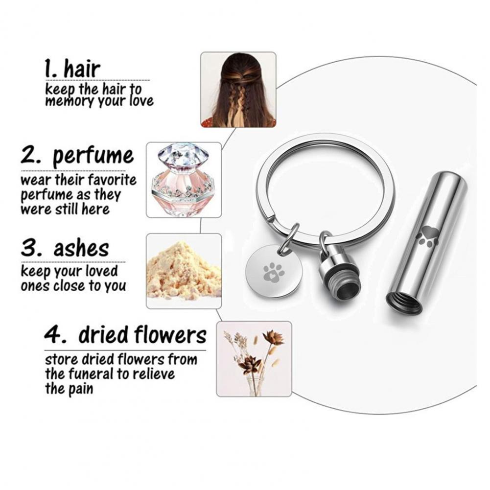 Print Pet Dog Paw Cyder Keychain Memorial Hair Keepsake Jewelry for Portable Bag Accessory