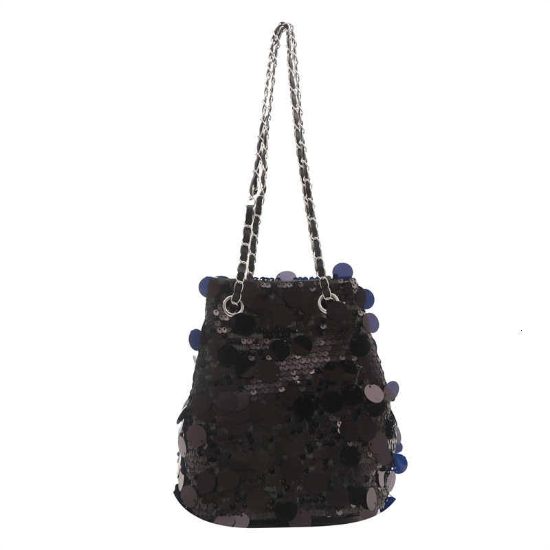Texture sequin chain small for women 2024 summer new stylish French fashion bucket bag, single shoulder crossbody bag