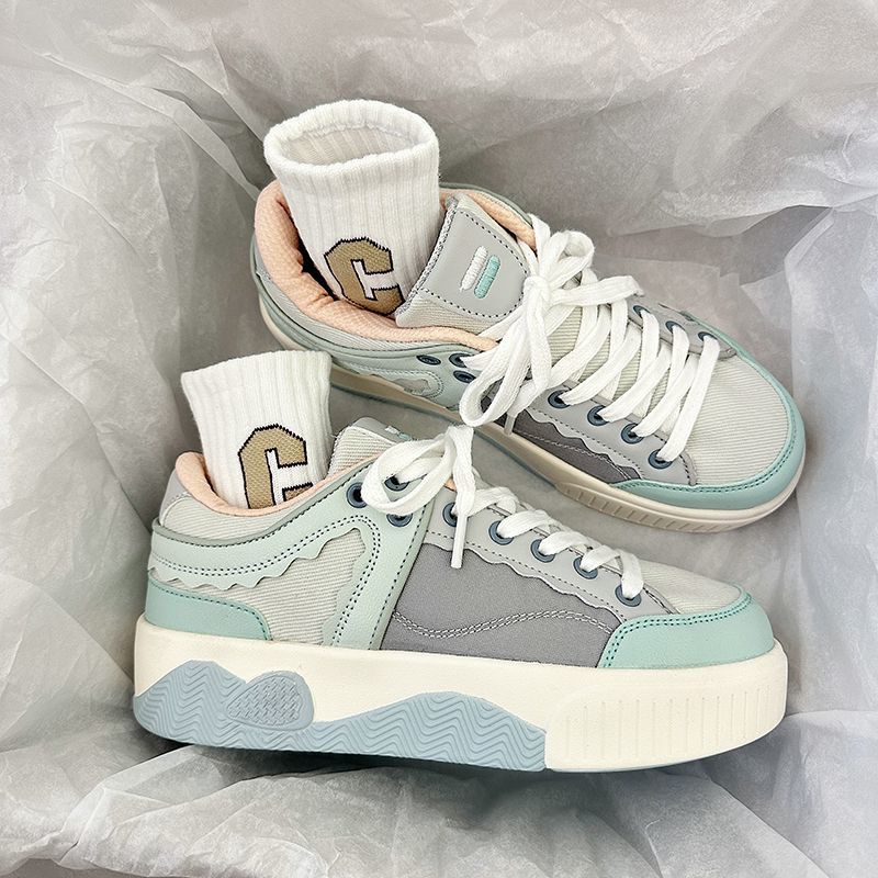 Cute 2023 Round Toe Women Sneakers Blue New Platform Comfortable Students Fashion Mens Shoes Vulcanized Lace-Up atillas Mujer 5ead