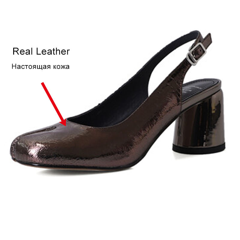 2025 new Size JOZHAMTA 34-40 Women Sgback Sandals Real Leather Buckle Strap High Heels Shoes 2025 Fashion Close Toe Office Lady Dress 0e44