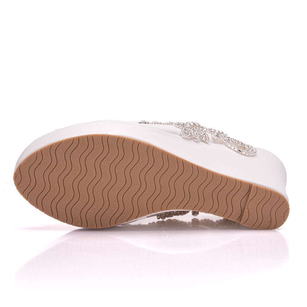 2025 new Heels High For Peep Toe Rhie Slip On Platform 10CM Wedges Fashion Dress Sandals Women Shoes White Slippers bb84 pers