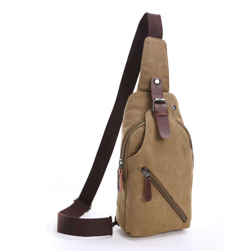 Men's single shoulder oblique backpack washing canvas chest bag outdoor street Leisure Canvas chest bag 240915