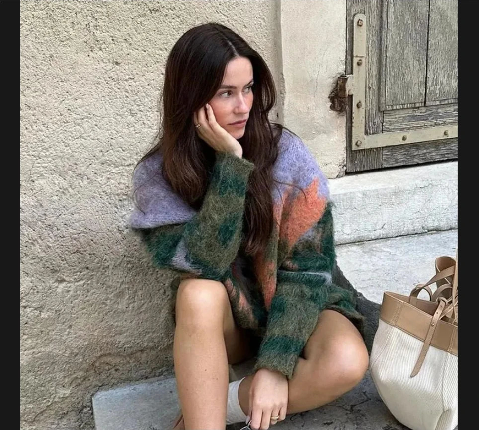 Loose and lazy patterned knitted jacket niche cardigan super beautiful autumn winter women 240912