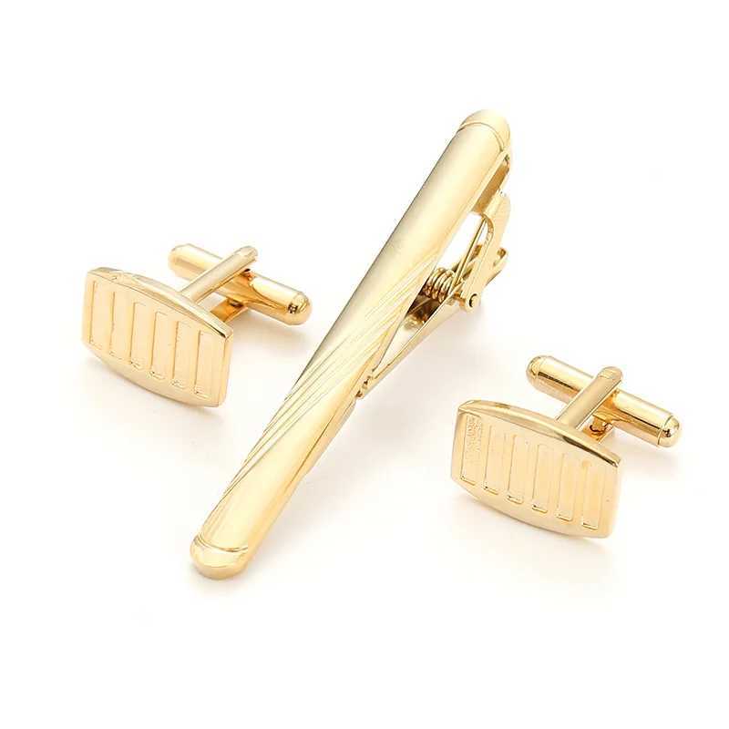Gold Colour Luxury A Suit Of Cufflinks Tie Clip Custom Mens Shirt Cuff Button Formal Dress Bridegroom Wedding Creative GiftsX240914