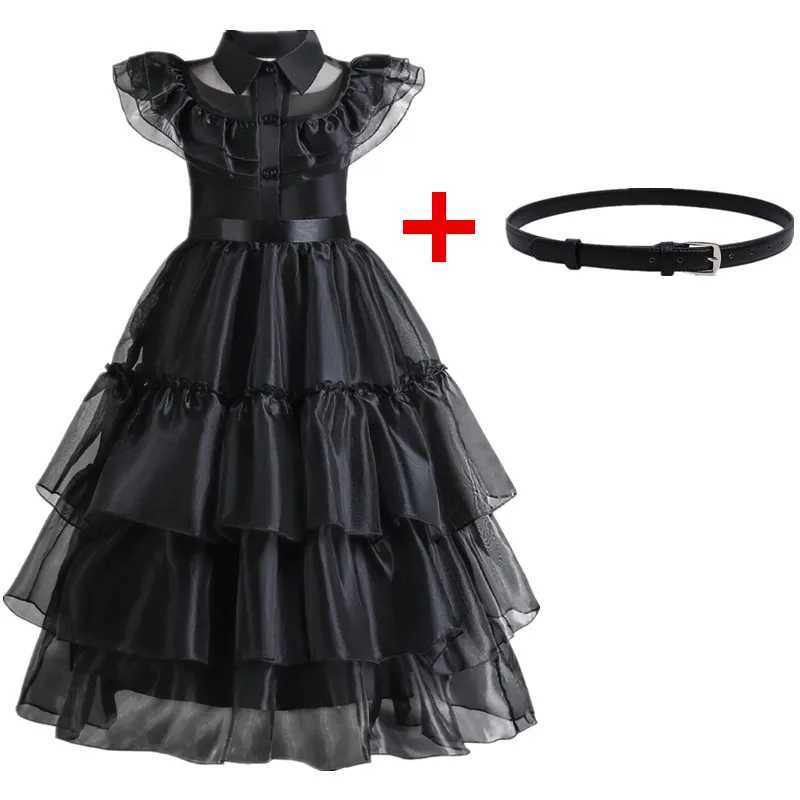 Wednesday Adams Girls Costume 2023 Movie Wednesday Grid Dress Halloween Carnival Gothic Party Dress up 3-10 Years W240914