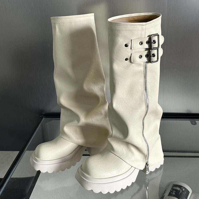 Fashion Platform Party Ladies Modern Knee High Boots Female Designer Zippers Footwear Women Long Booties With Thick Soled Shoes