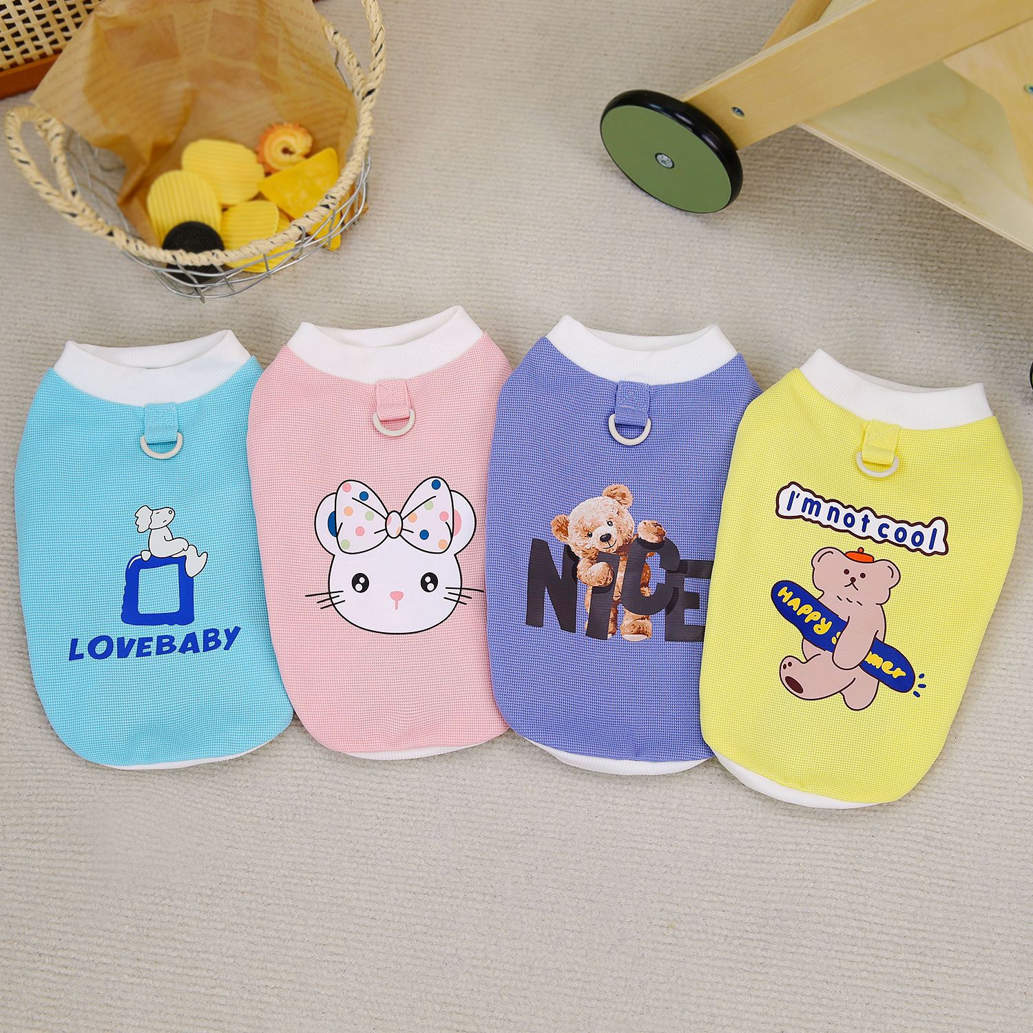 Autumn Custom Label Pet Cute Pattern Hot Stamping Dog Vest Teddy Breathable Clothes