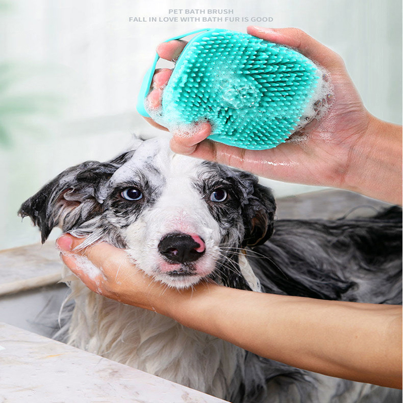 Bathroom Puppy Big Dog Cat Bath Massage Gloves Brush Soft Safety Silicone Pet Accessories for Dogs Cats Tools