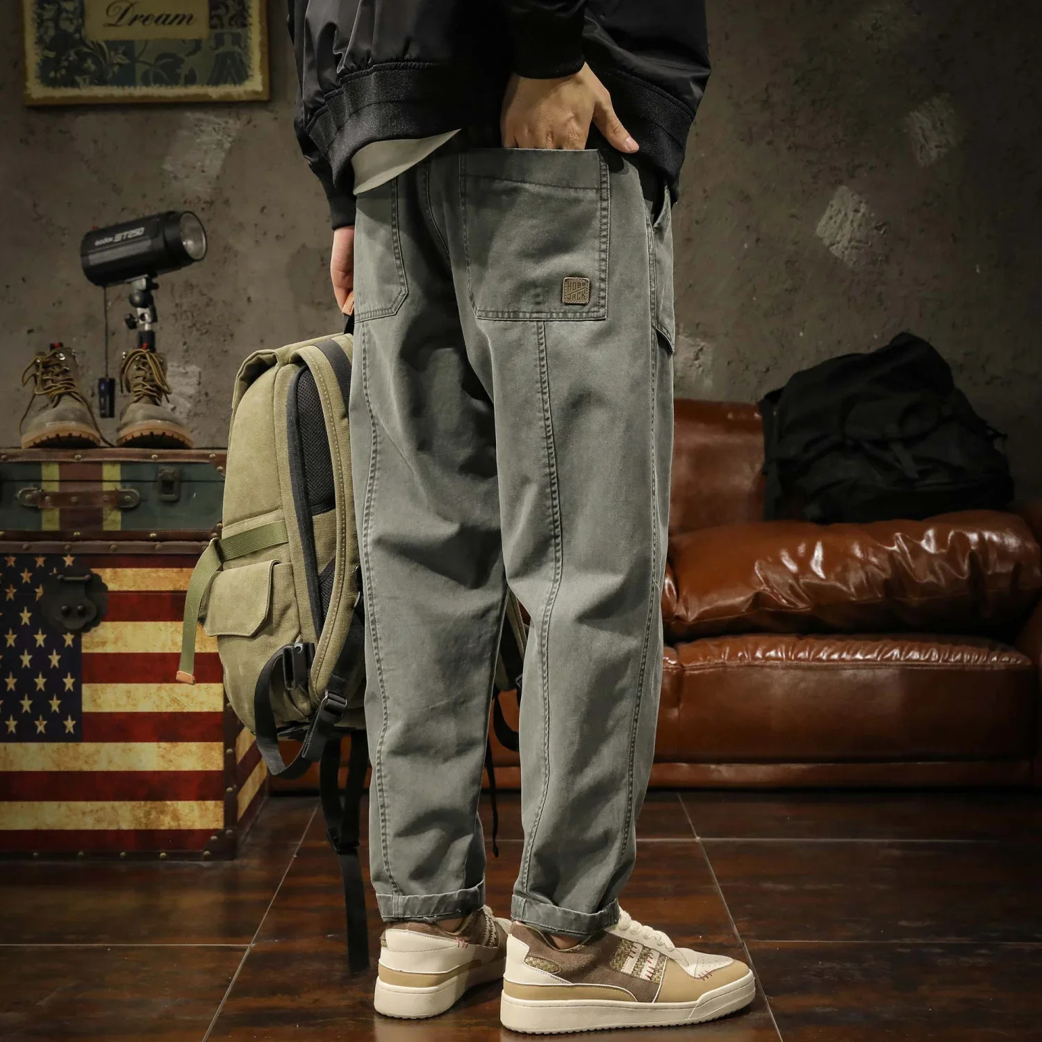 Trousers Gray Mens Jeans Man Cowboy Pants Cargo Black Wide Leg Spring Autumn Baggy Fashion Japanese Street Style Korean Xs 240911
