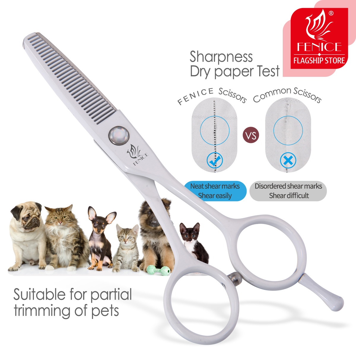 Fenice JP440C 5.5 inch Pet Scissors Dog Grooming Scissors Thinning Scissors Shears for Dogs & Cats Animal Face Eyes Mouth Ears