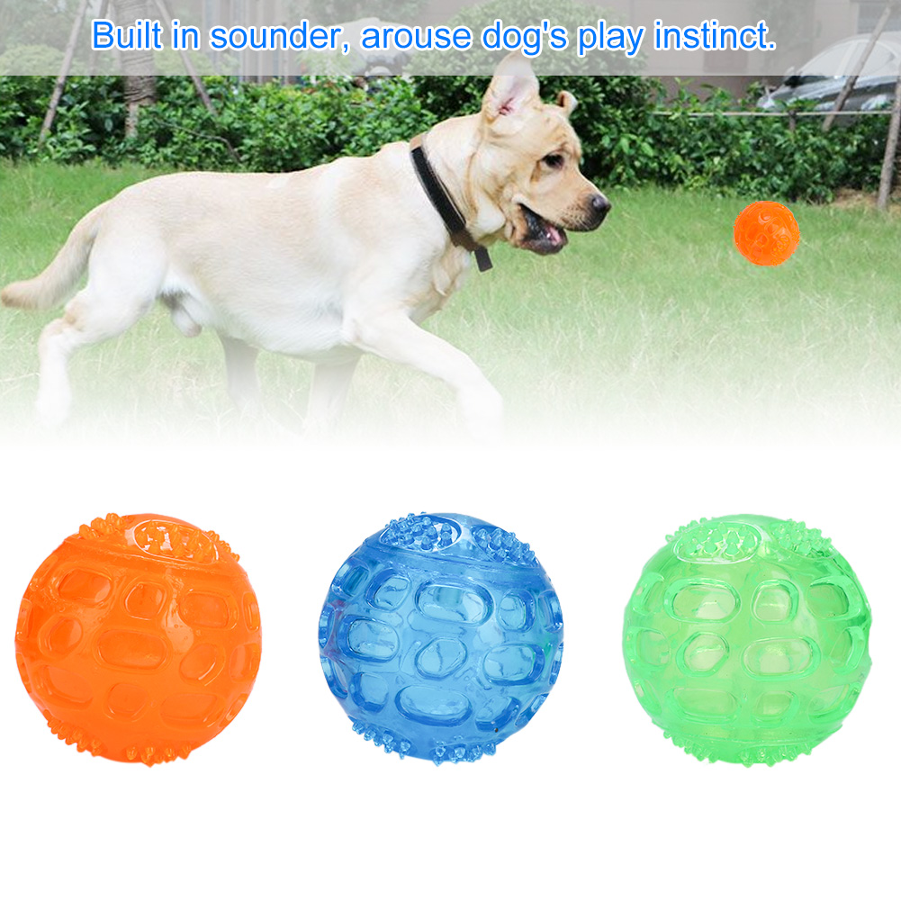 3Pcs/set Pet Dog Squeaky Chewing Ball Toy Puppy Cleaning Teeth Balls