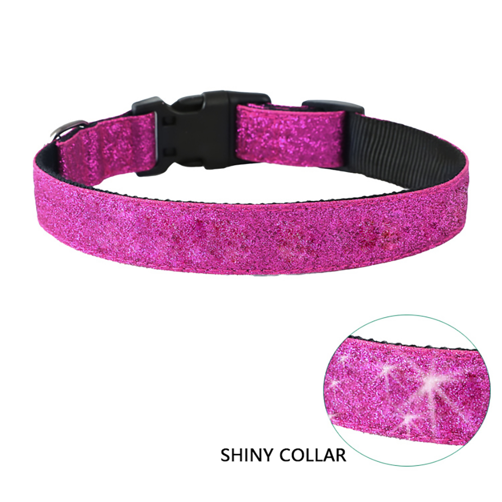 Bling Dog Collar Beautiful Adjustable Pet Collars,nylon Leather Gliter Durable Collars for Large, Medium and Small Dogs and Cats