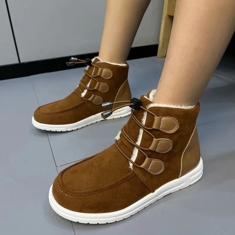 2024 Autumn Winter Comfortable and Elegant Women's Boots Round Toe Flat Ankle Boot Platform Casual Lace Up Fashion Ladies Shoes