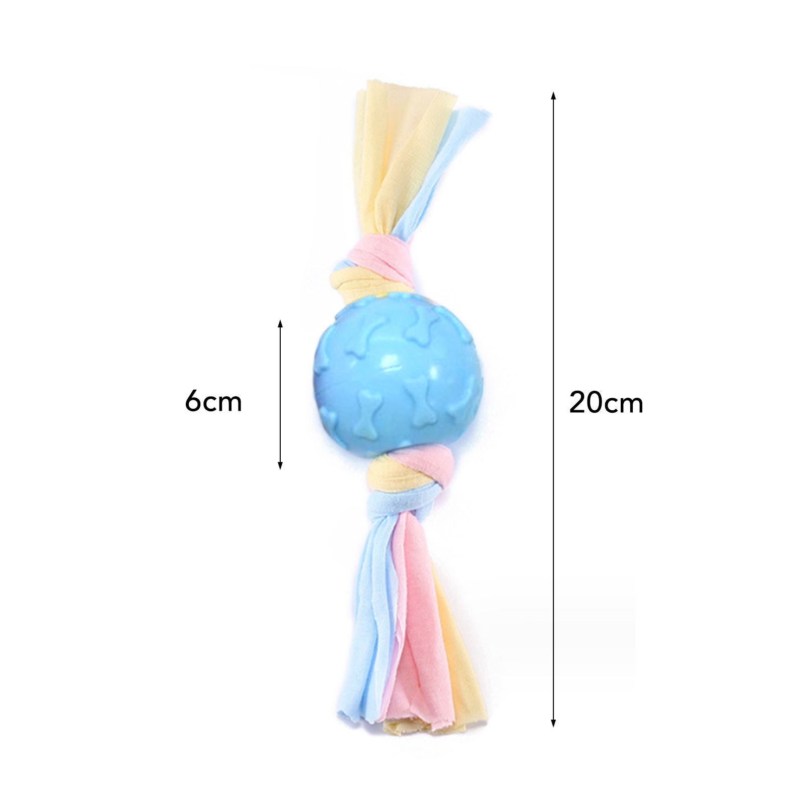 Dog Bone Ball Toy Biting Resistant Interactive Bone Toy With Cloth Stripes Blue Color