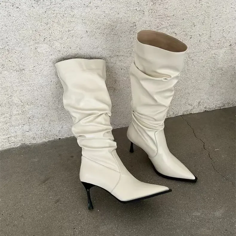 Pointed Toe Women High Heels Long Boots Fashion Elegant Dancing Party Prom Shoes Sexy Women's Modern Long Booties Women Shoes