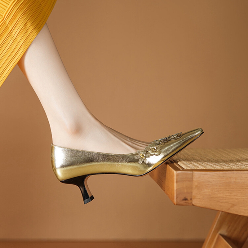 2025 new Spring/Summer NEW Pumps Pointed Toe Thin Heel Split Leather for Women Elegant wer High Heels Handmade Shoes ddff s