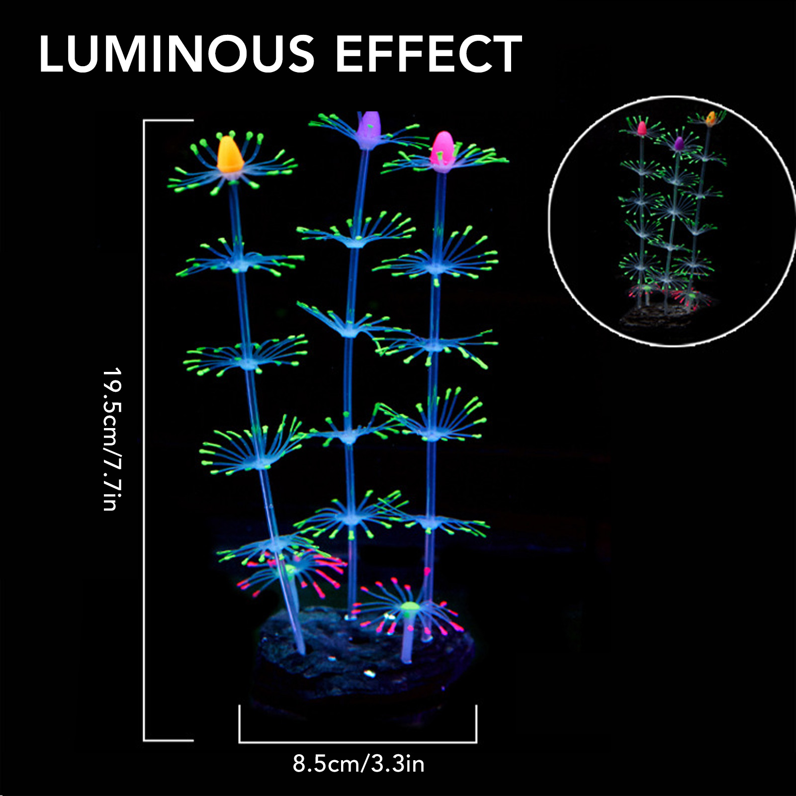 Silicone Glow Fish Tank Decorations, Artificial Coral Ornament, Innovative Landscaping, Glowing, Aquarium