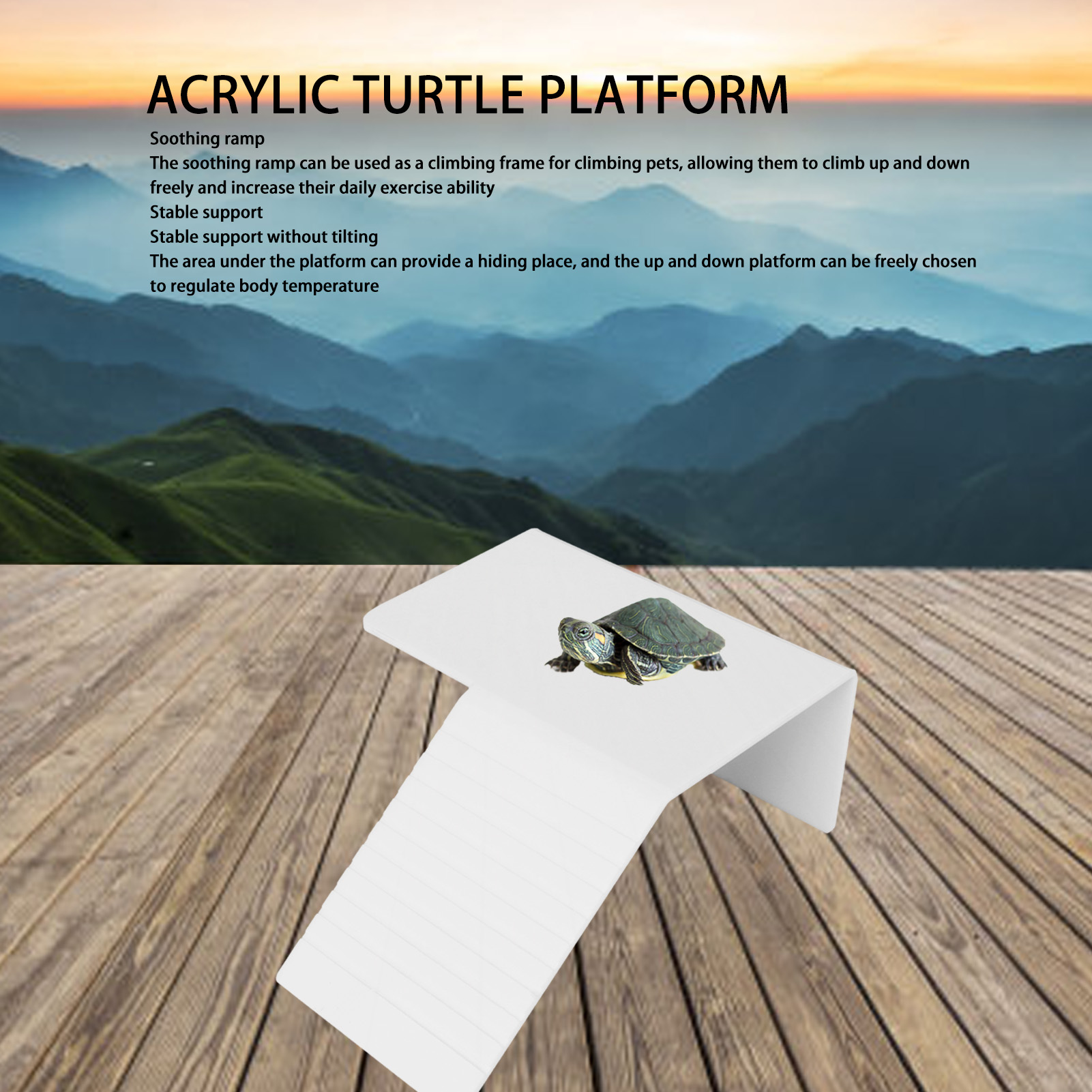 Acrylic Turtle Basking Platform Durable Slip Rasistant Deck Surface Stable Turtle Ramps For Climbing