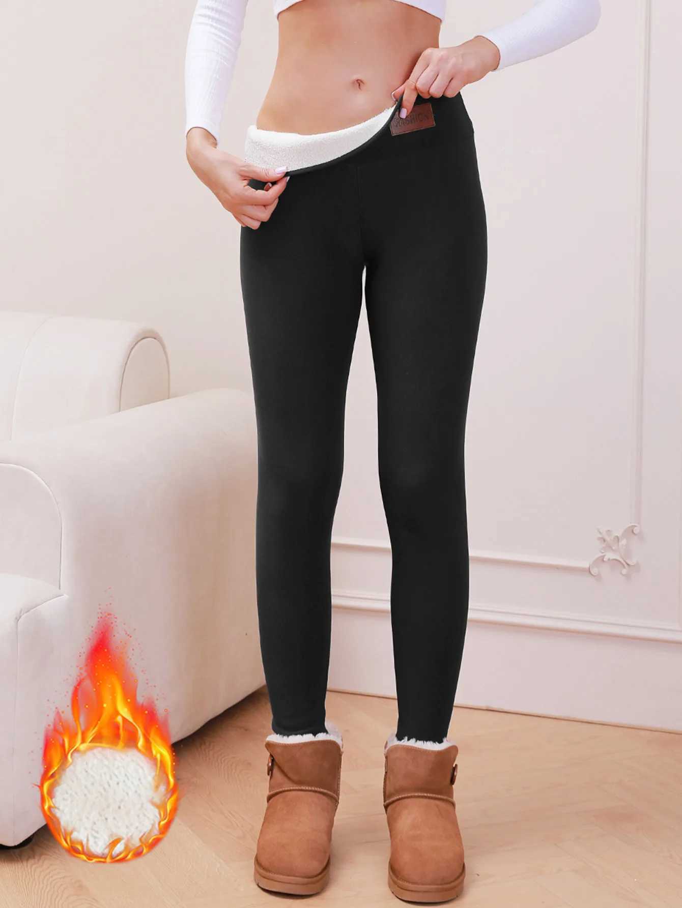 Winter Warm Women Thicken Leggings Fleece Pants Female Thermal Leggings Tights Sexy High Waist Stretchy Sports Outdoor TightsX240914