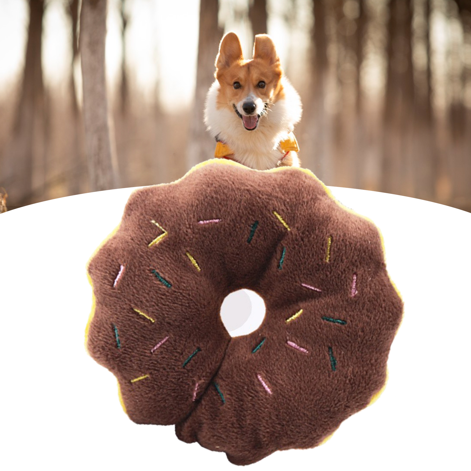 Pet Chewing Toy Soft Plush Doughnut Biting Toy Grinding Teeth Anxiety Reduction Interactive Pet Toy For Dogs