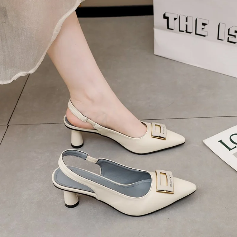 Women High Heels Sandals Sexy Dress Party Shoes Pointed Toe Designer Summer Slippers Female New Fashion Flip Flops Pumps Slides