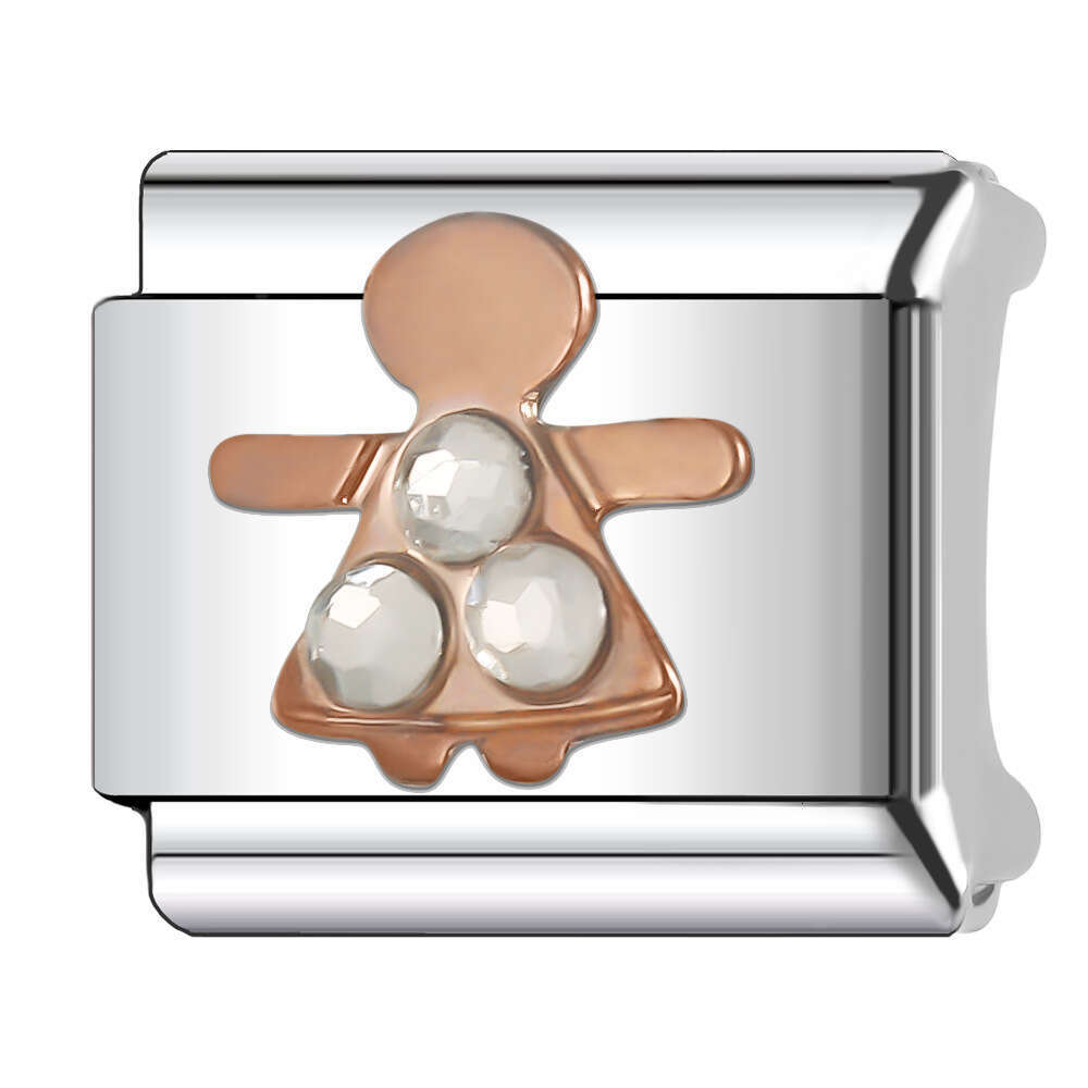 New Women's Gift rose gold month birthday Bead Italian Charms Links Bangle Beads Fit 9mm Stainless Steel Bracelet Making DIY For Women Fashion Je