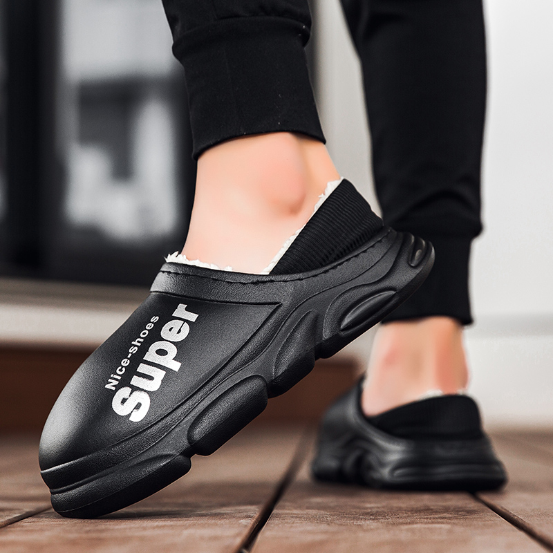 Fashion Winter Men Women Warm Slippers Cotton Slippers Outdoor Indoor Home Non-Slip Shoes New Men's Bedroom Warm Plush Slippers