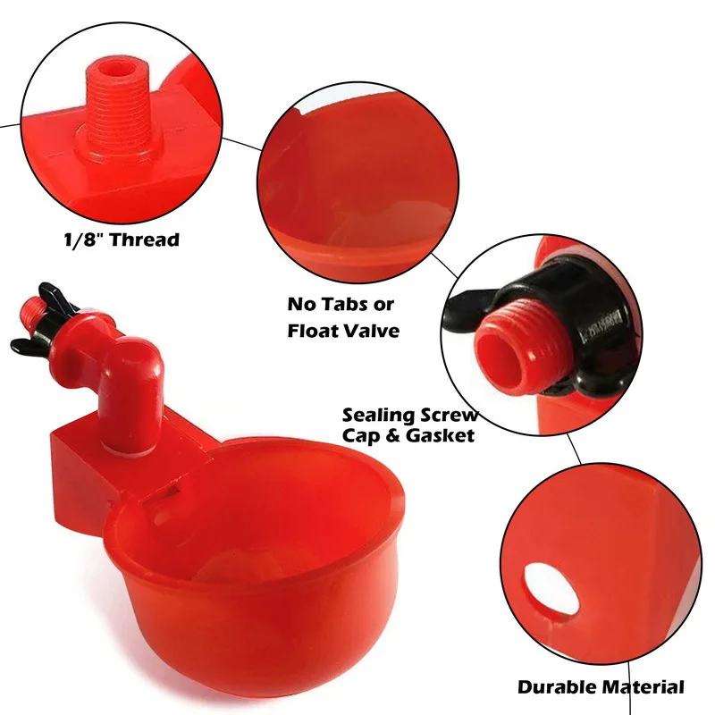 Chicken Drinking Cup Automatic Drinker Chicken Feeder Plastic Poultry Waterer Drinking Water Feeder for Chicks Duck Goose Quail