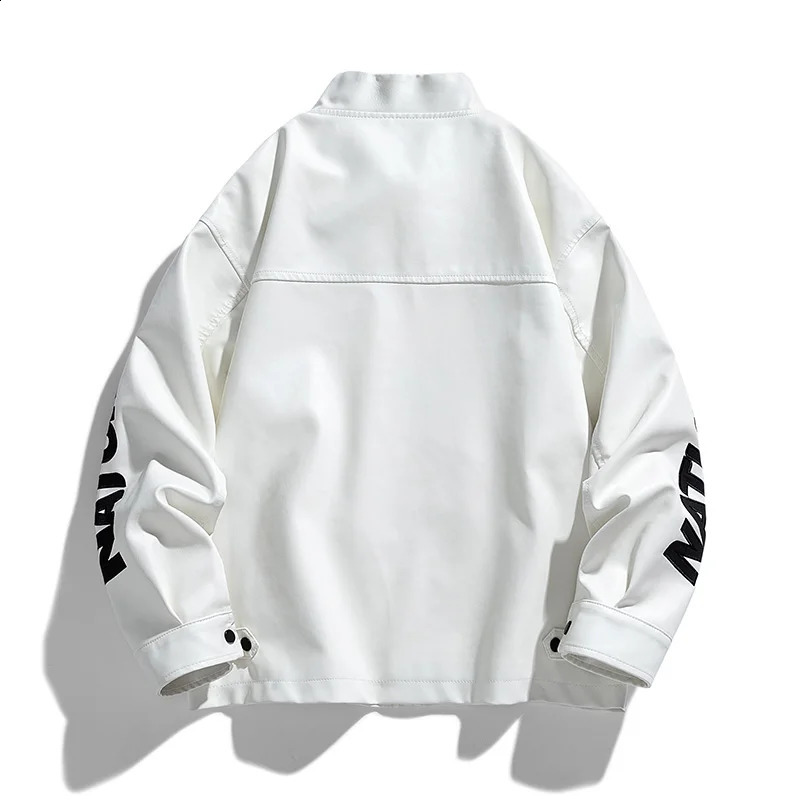 Uetee PU Mens Leather Jacket Trend Street Motorcycle Baseball Letter Embroidered Bomber University Retro Coat 240904
