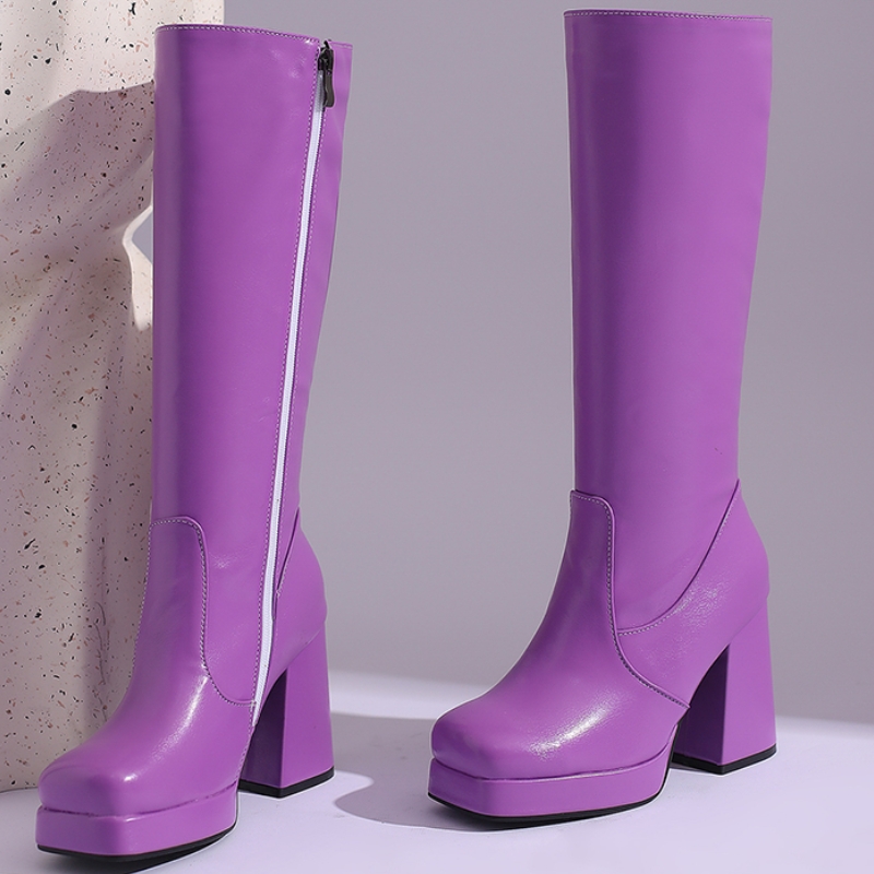 Pink Green Knee High Boots Women Platform Winter Autumn Ladies Sexy Long Shoes Women's Party Boot Large Size 45 New 2024 98f3 's