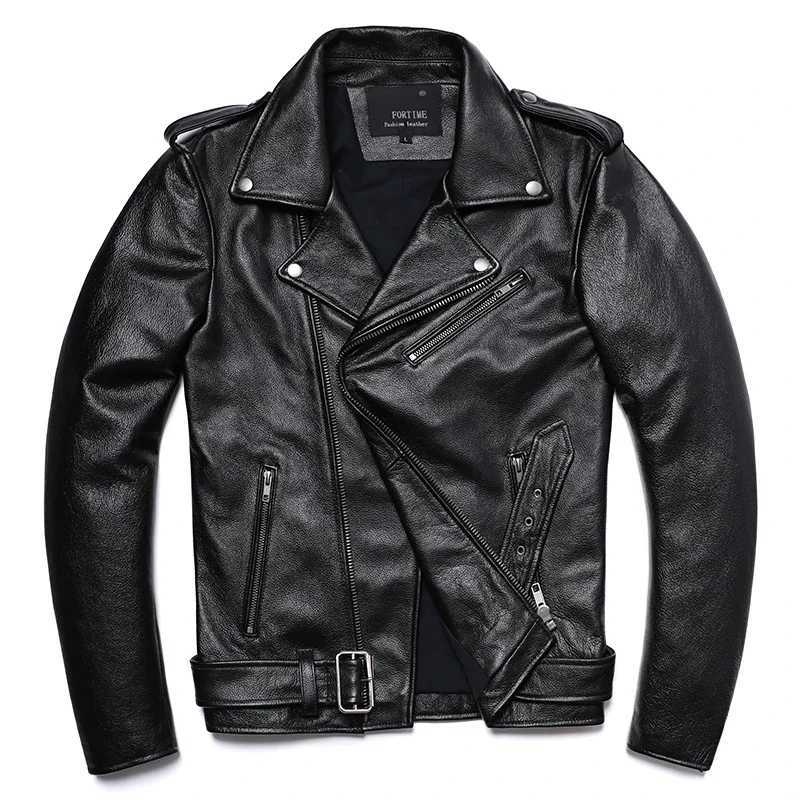 Classical Motorcycle Jackets Men Leather Jacket 100% Natural Cowhide Thick Moto Jacket Winter Biker Clothes Slim Coats M192X240913